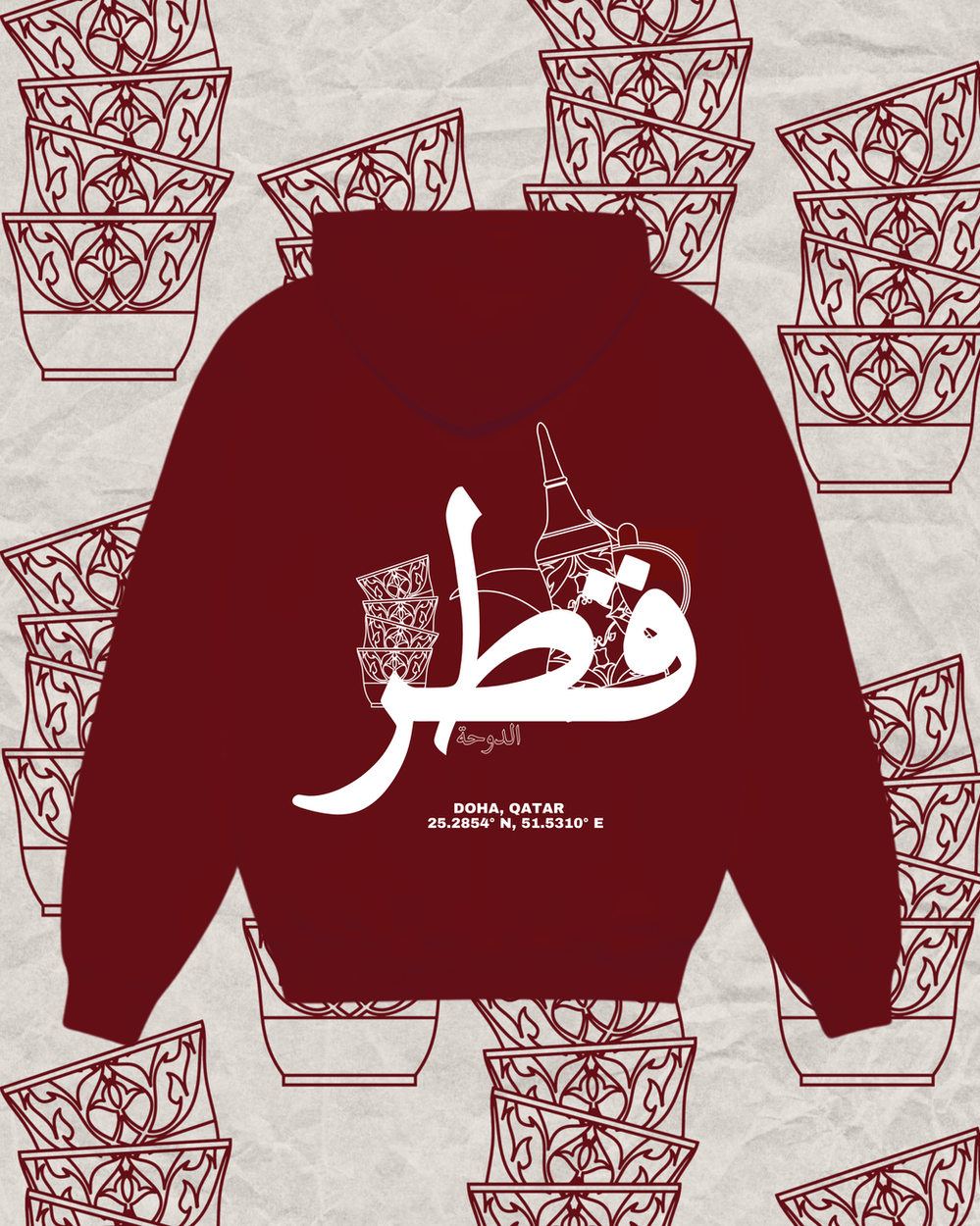 Custom Nation Yalla Netgahwa hoodie from the Qatar collection